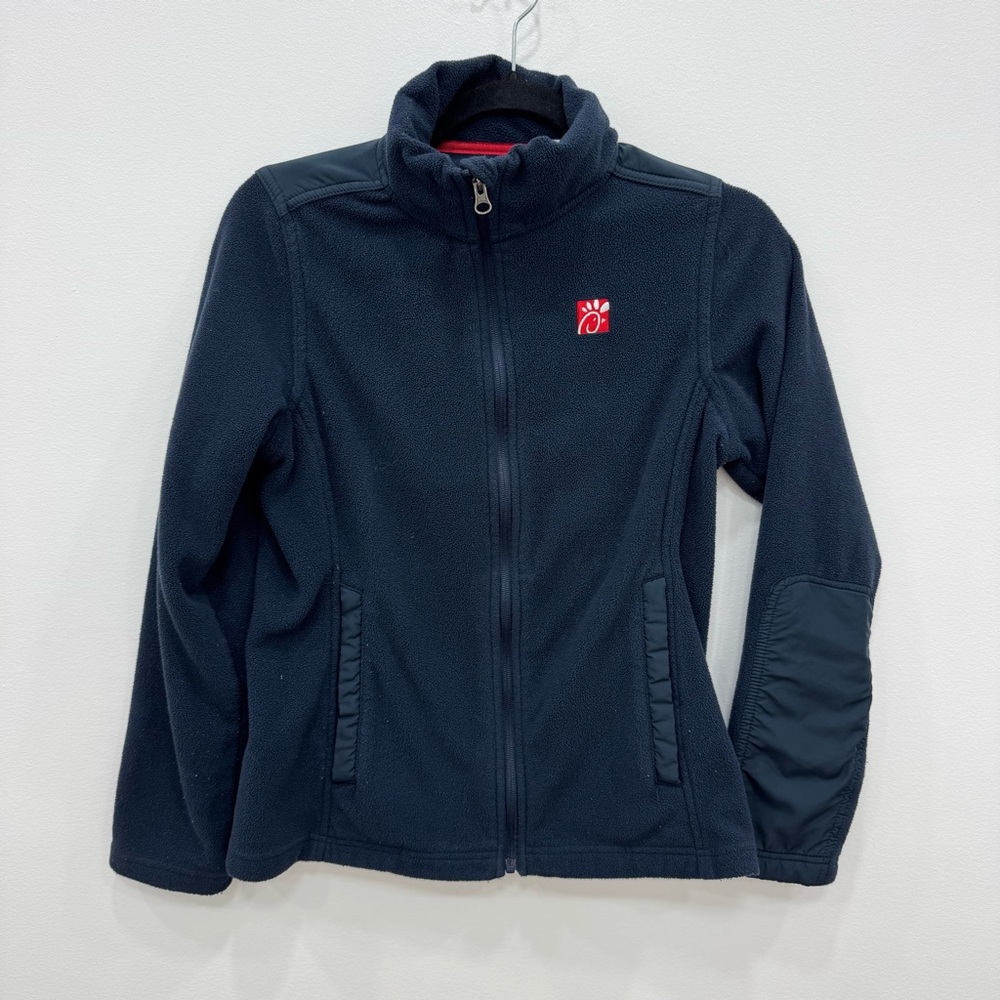 Chick-fil-A employee logo fleece jacket Team Leader Sz Small women’s navy blue